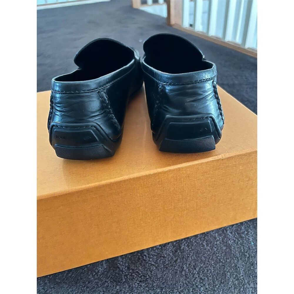 Louis Vuitton Men's Black Leather Loafers Size 10.5 Slip-On Casual Shoes - Picture 3 of 6